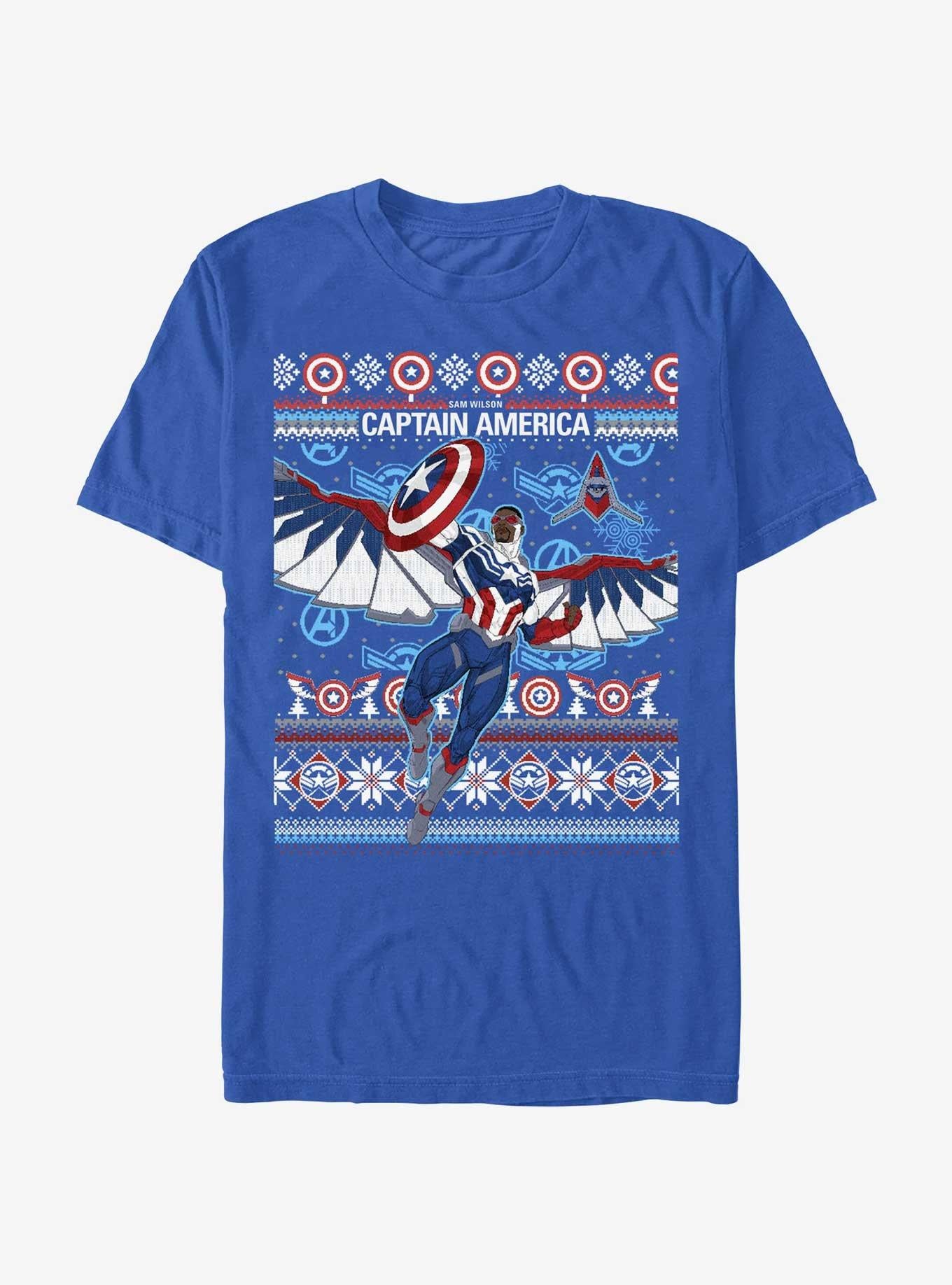Marvel Captain America Sam Wilson Ugly Holiday T-Shirt | Premium Unisex T-Shirt, Trending Graphic Tee