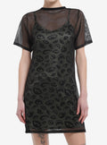 Social Collision Eyes Fishnet Twofer Dress T-Shirt | Fan Favorite Style | Trending Now
