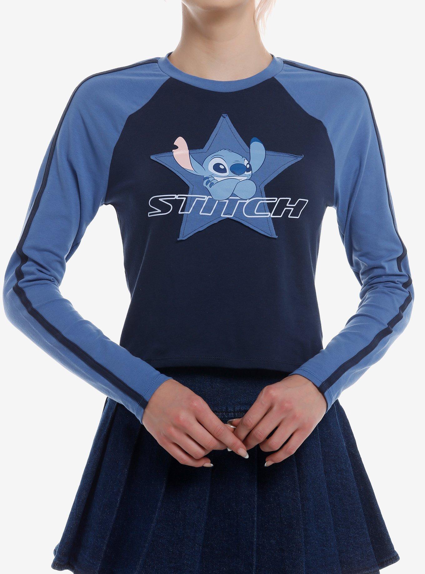 Disney Stitch Star Patch Girls LongSleeve Raglan TShirt Graphic Tee | Graphic Tee | Unisex Shirt | Comfortable Daily Wear