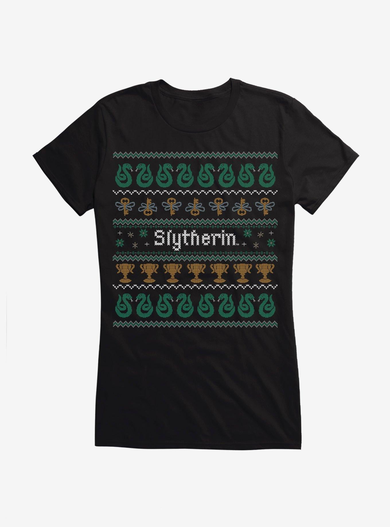 Harry Potter Slytherin Ugly Christmas Pattern Girls T-Shirt T-Shirt | Exclusive Art Design | Great Gift Idea