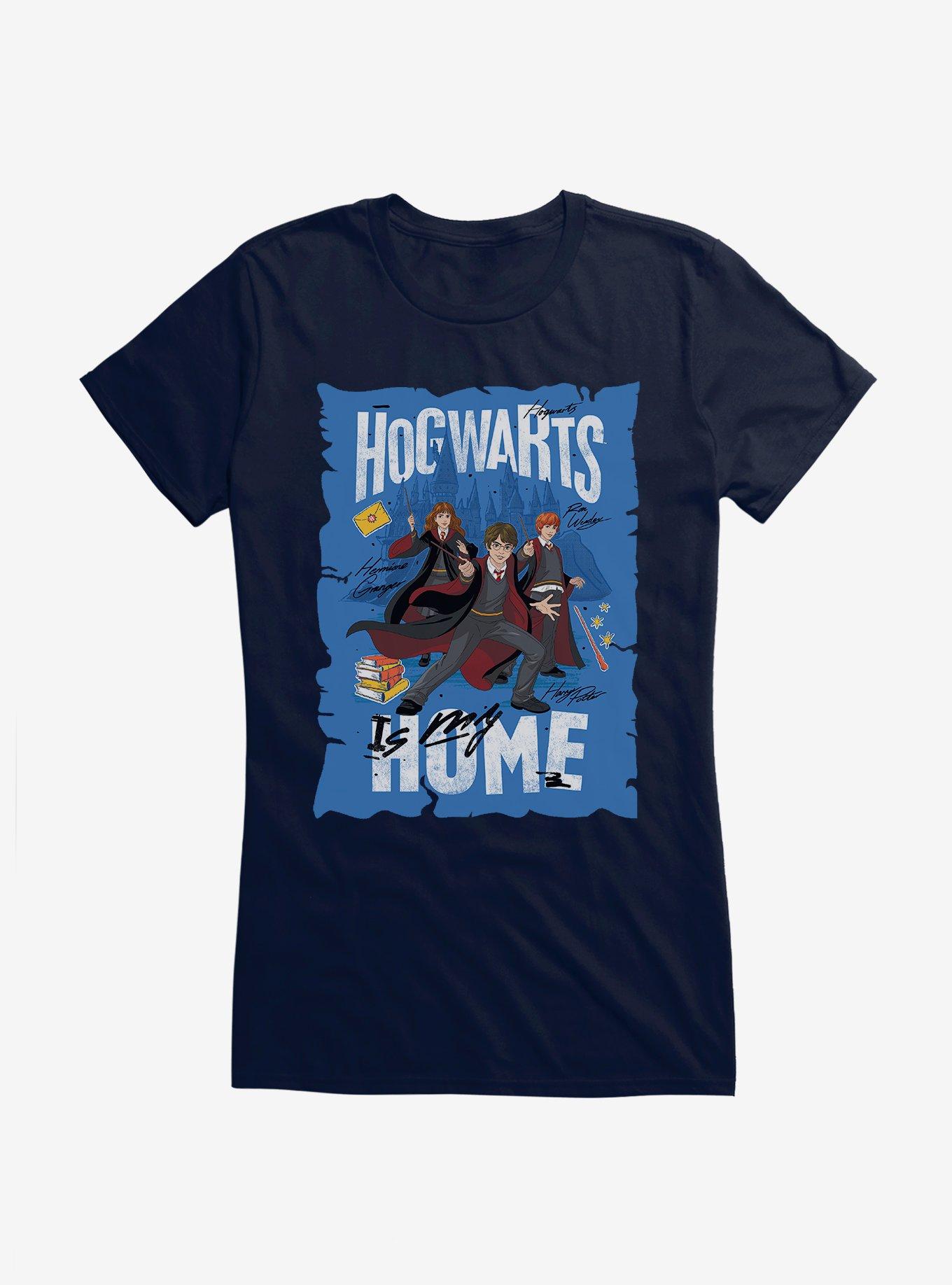 Harry Potter Hogwarts Is My Home Blue Art Girls T Shirt T Shirt Comfort Fit Workout Ready