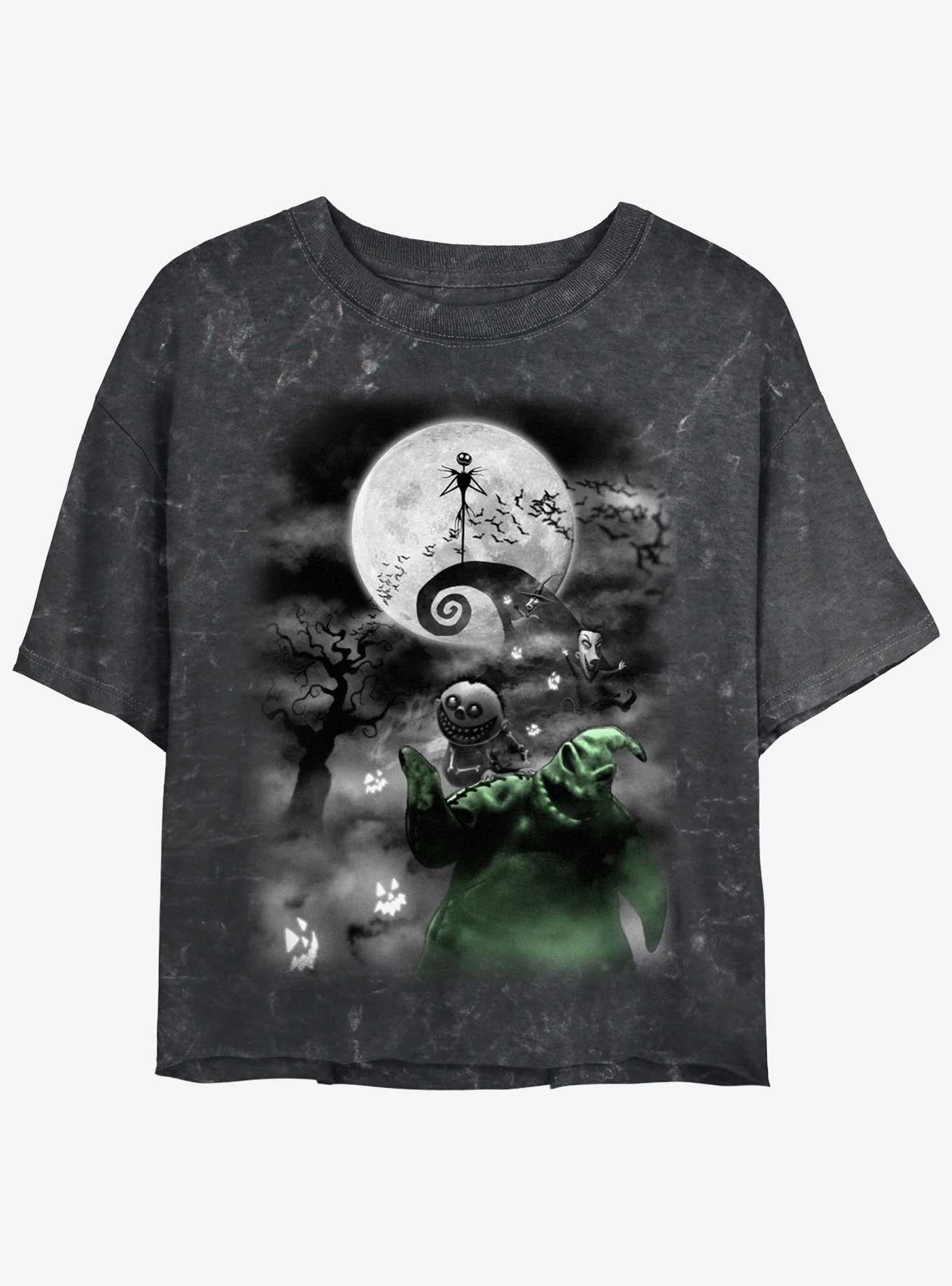 The Nightmare Before Christmas Jack Night Sky Moon Girls Mineral Wash Crop T-Shirt T-Shirt | Fan Favorite Style | Perfect For Daily Wear