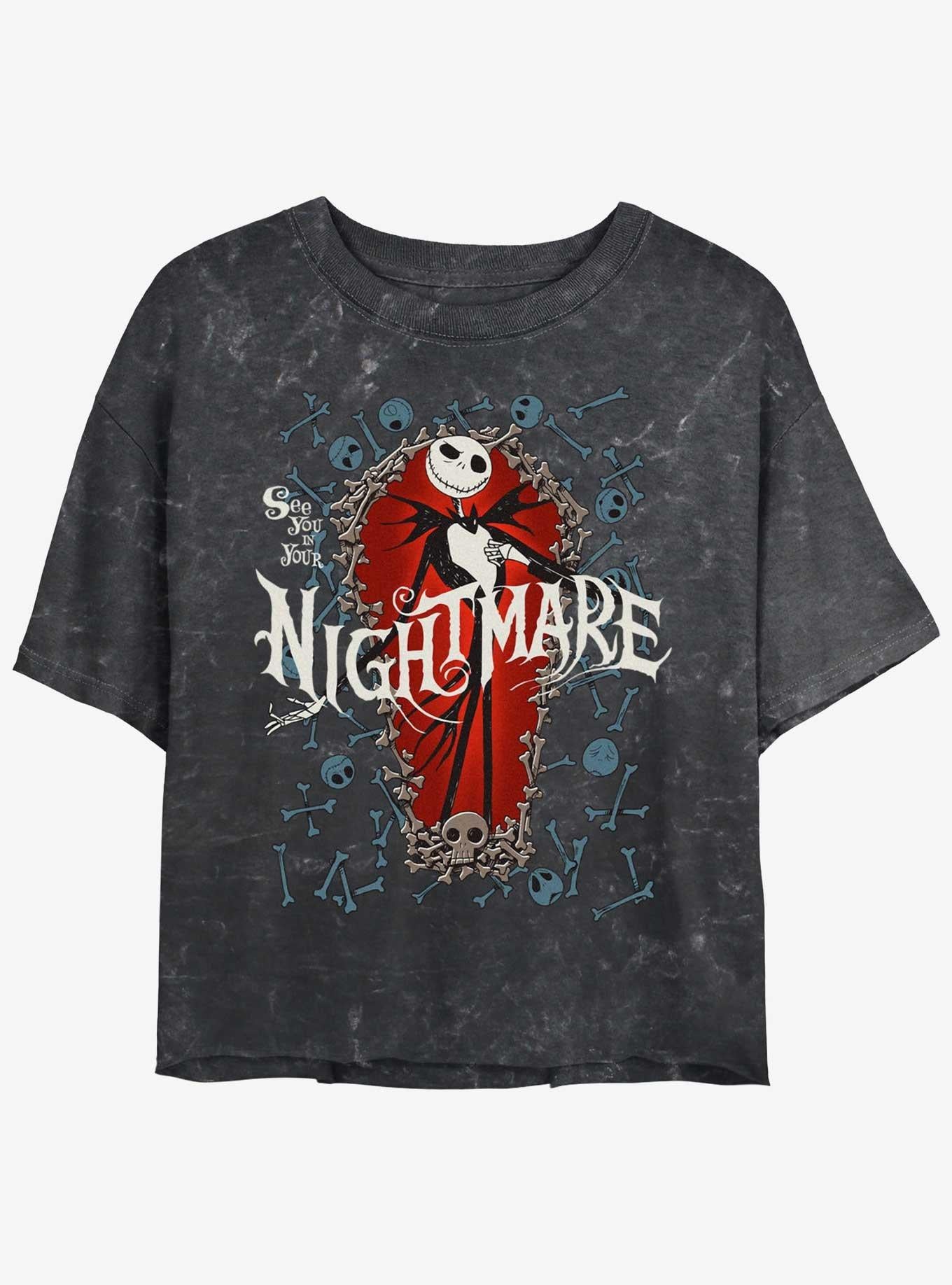 The Nightmare Before Christmas Jack Bone Coffin Girls Mineral Wash Crop T-Shirt T-Shirt | Premium Graphic | Trending Now