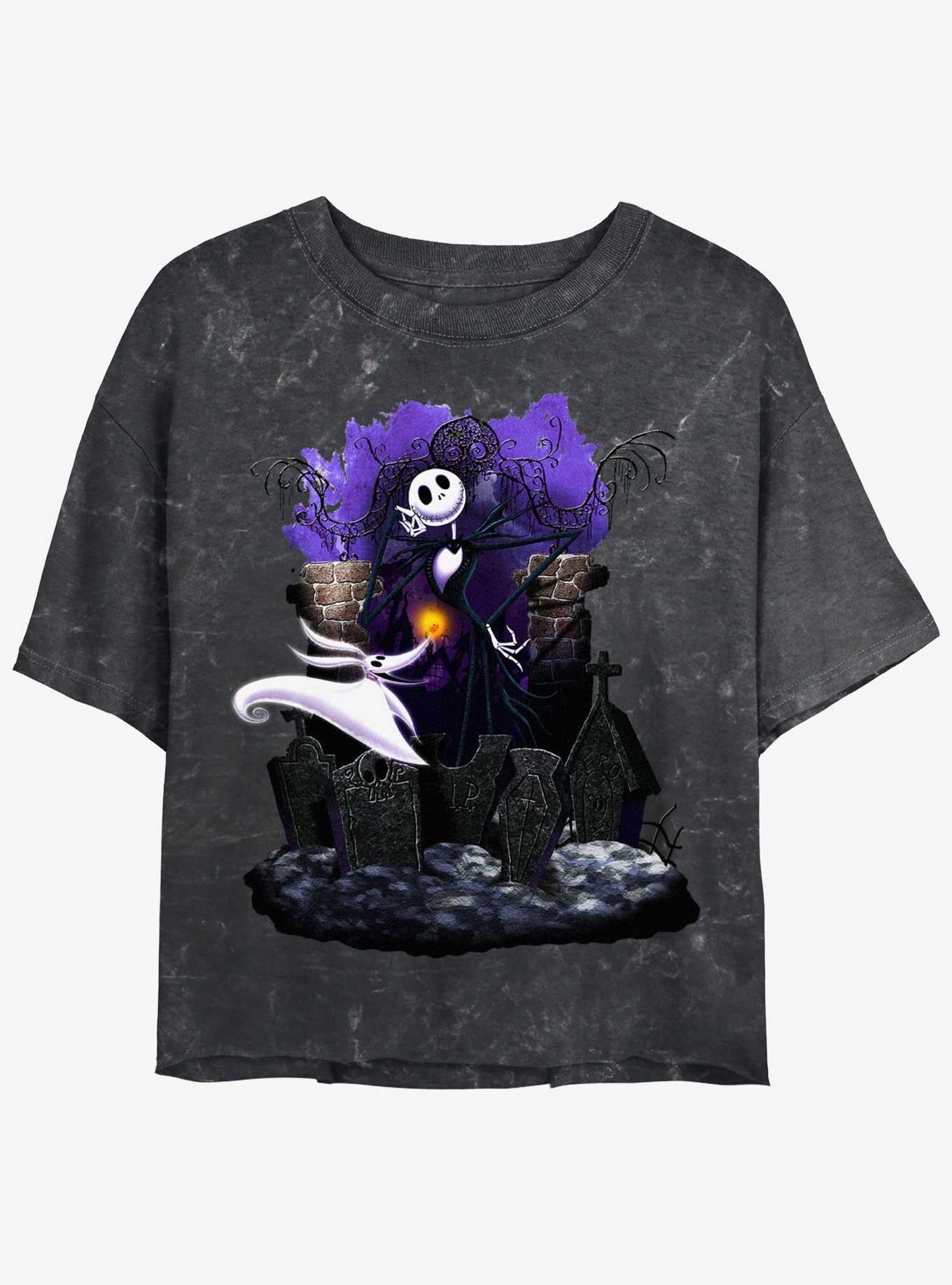 The Nightmare Before Christmas Jack Zero Graveyard Girls Mineral Wash Crop T-Shirt T-Shirt | Fan Favorite Style | Great Gift Idea