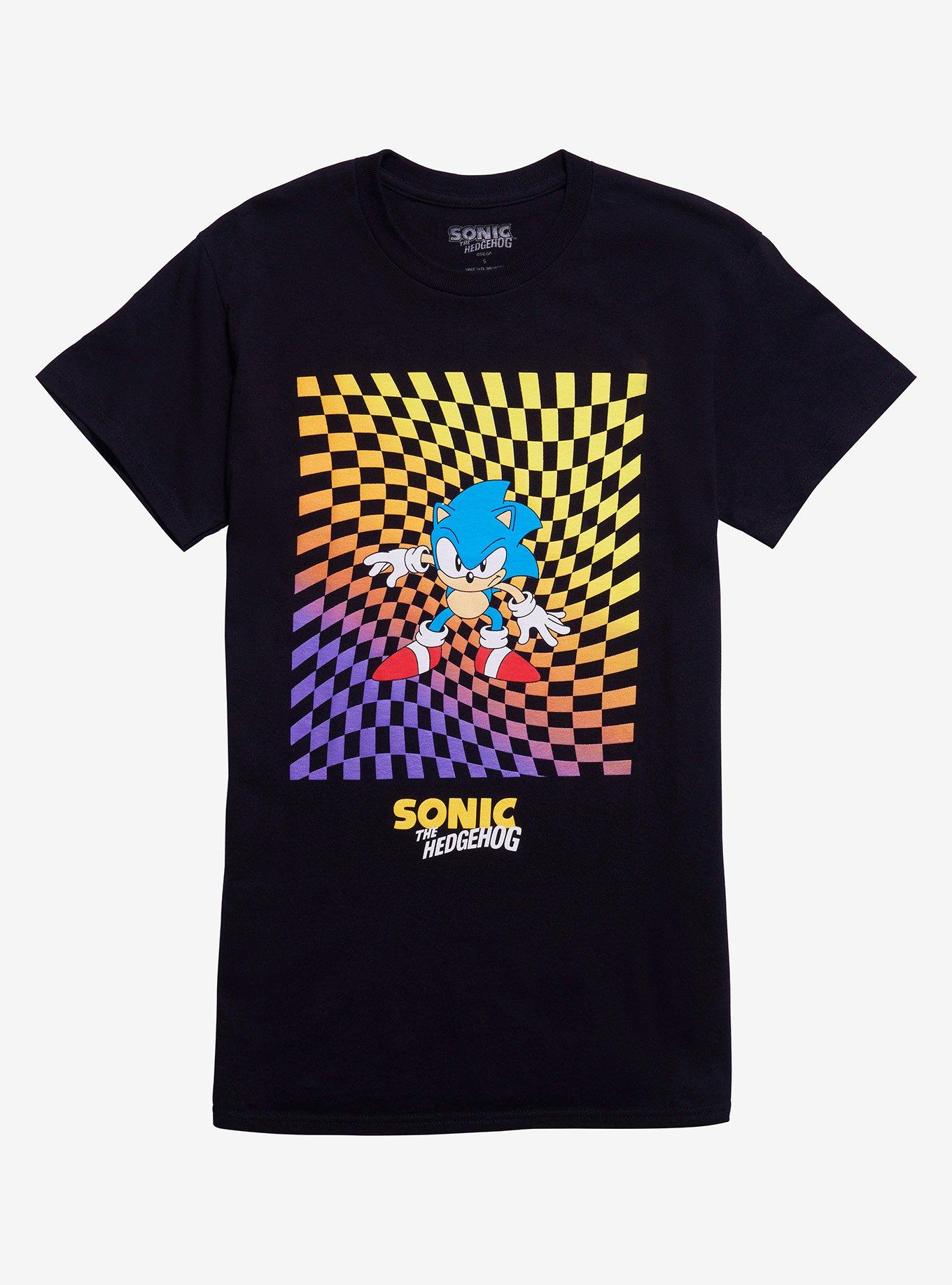 Sonic The Hedgehog Ombre Checkered Boyfriend Fit Girls TShirt Graphic Tee | Graphic Tee | Unisex Shirt | High-Quality Print