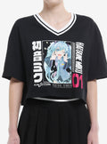 Hatsune Miku Varsity Stripe Girls Crop TShirt Graphic Tee | Graphic Tee | Unisex Shirt | High-Quality Print