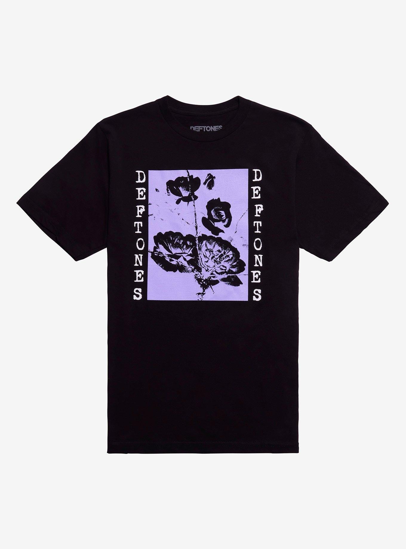 Deftones Black Lavender Flowers Relaxed Fit Girls TShirt Graphic Tee | Graphic Tee | Unisex Shirt | Best-Selling Design