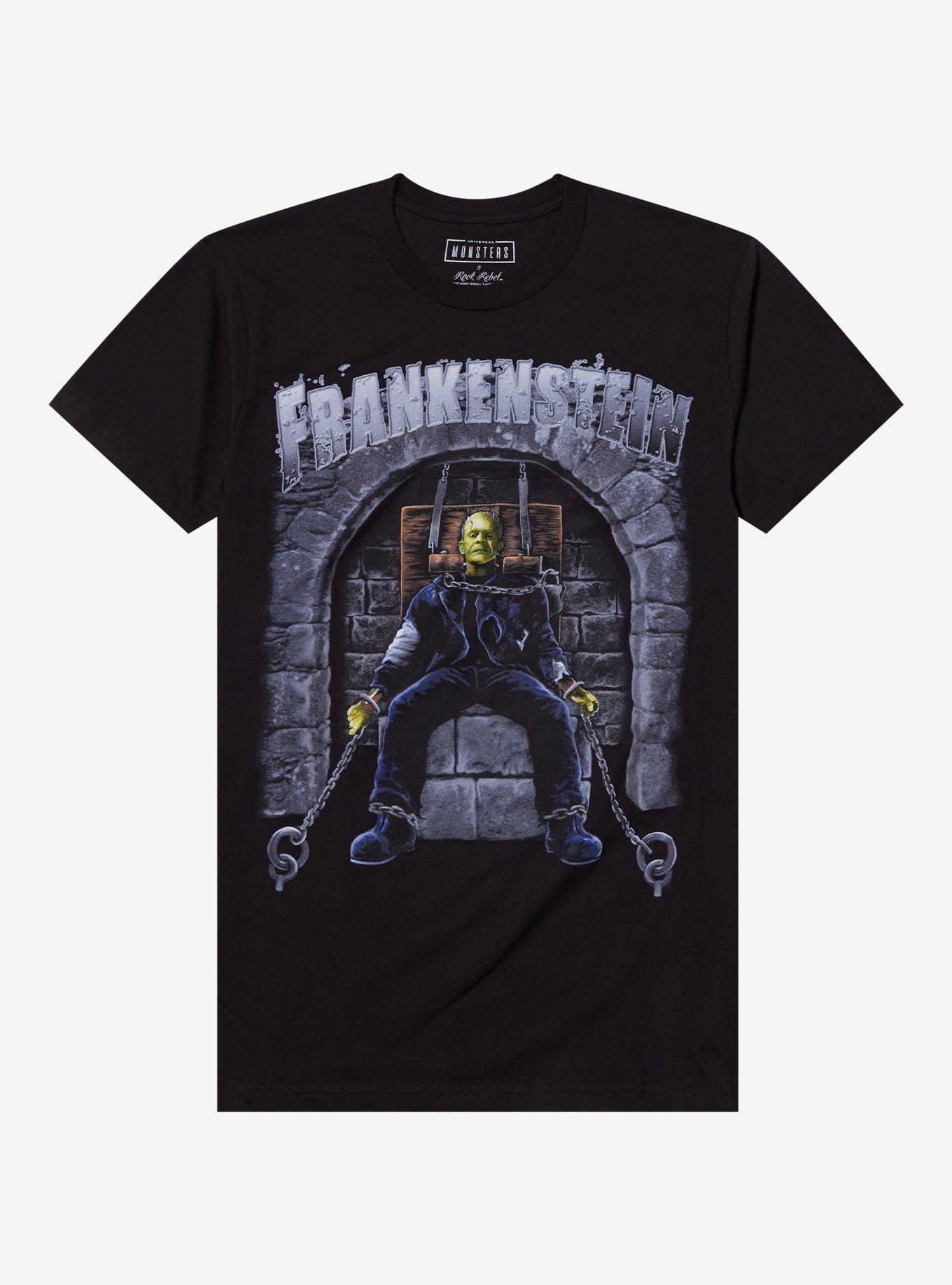 Rock Rebel Universal Monsters Frankenstein Chair TShirt Graphic Tee | Graphic Tee | Unisex Shirt | Best-Selling Design