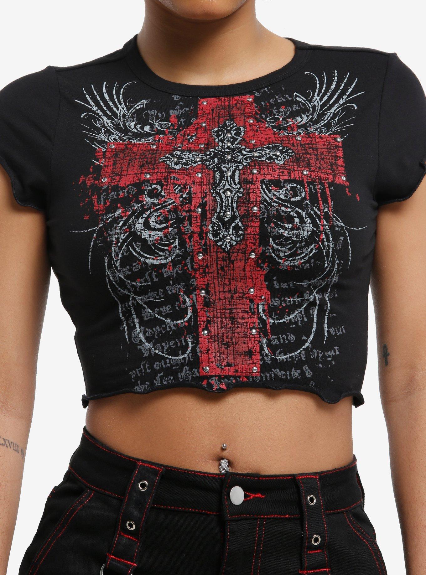 Gothic Cross Filigree Rivets Girls Baby T-Shirt | Premium Unisex T-Shirt, Trending Graphic Tee
