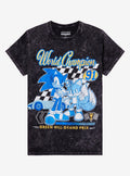 Sonic The Hedgehog World Champion Dark Wash Boyfriend Fit Girls TShirt Graphic Tee | Graphic Tee | Unisex Shirt | Premium Quality Apparel