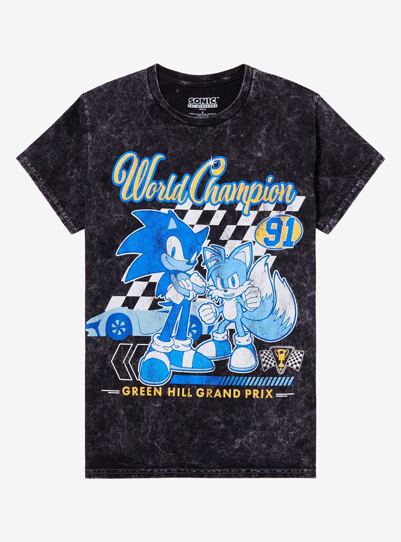 Sonic The Hedgehog World Champion Dark Wash Boyfriend Fit Girls TShirt Graphic Tee | Graphic Tee | Unisex Shirt | Premium Quality Apparel