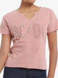 AC DC Pearl Logo Girls V-Neck T-Shirt | Premium Unisex T-Shirt, Trending Graphic Tee