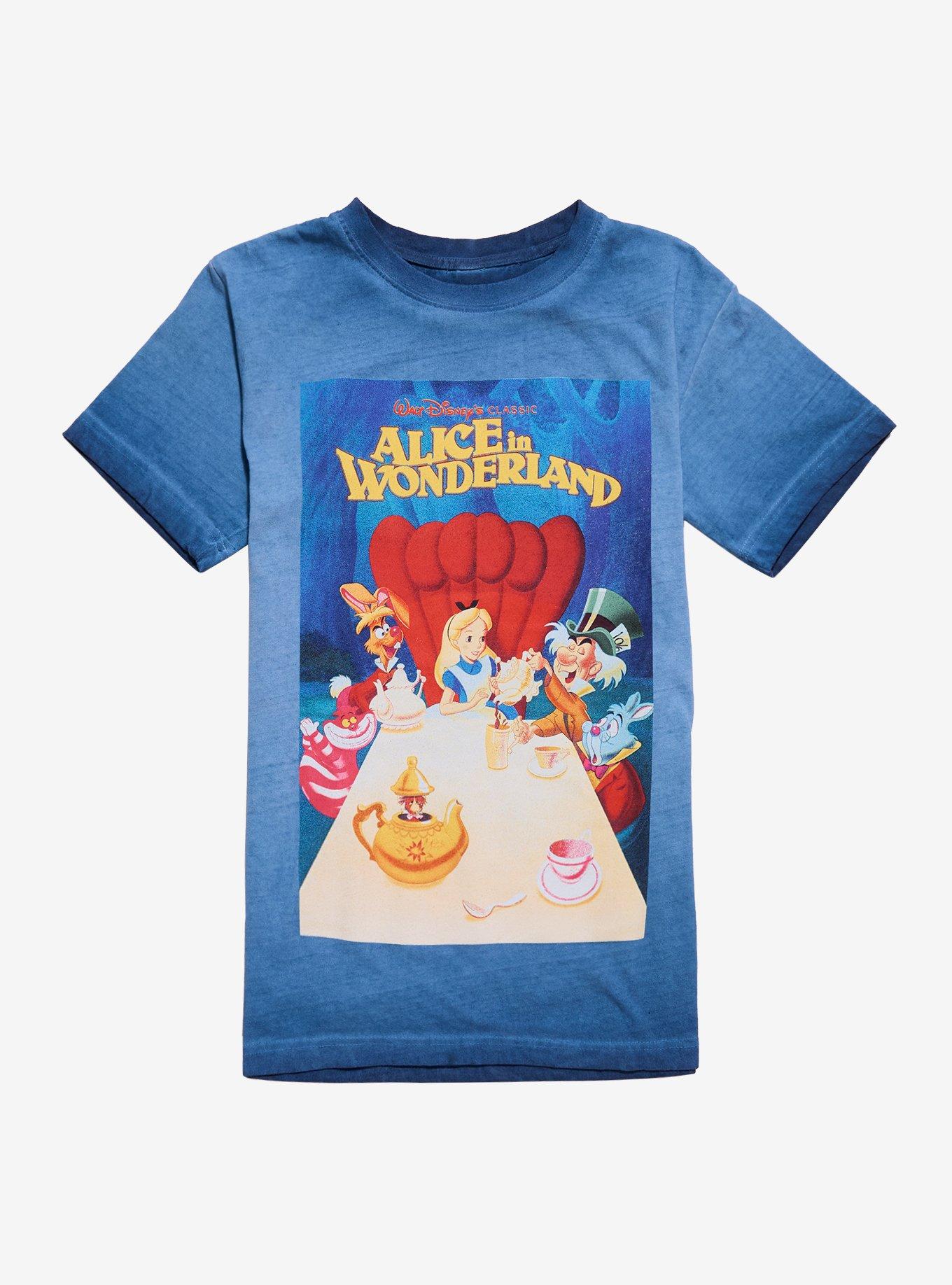 Disney Alice In Wonderland Poster Dark Wash Boyfriend Fit Girls TShirt Graphic Tee | Graphic Tee | Unisex Shirt | High-Quality Print