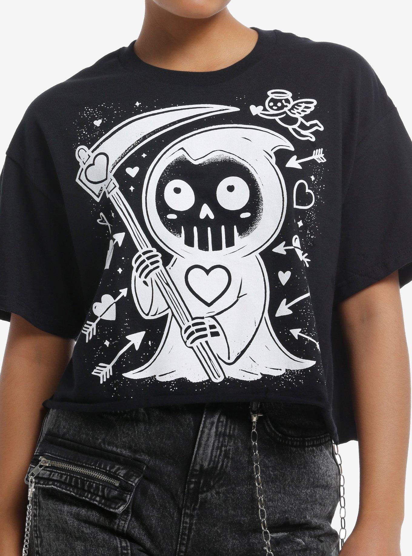 Chibi Grim Reaper & Hearts Girls Skimmer T-Shirt