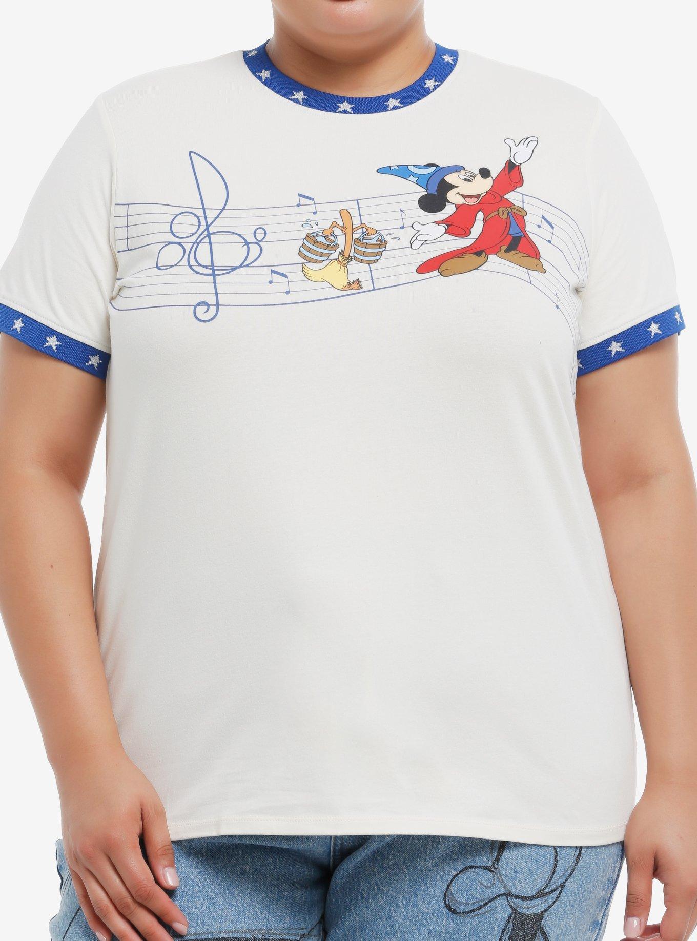 Her Universe Disney Fantasia The Sorcerers Apprentice Mickey Mouse Girls Ringer TShirt Plus Size Graphic Tee | Graphic Tee | Unisex Shirt | High-Quality Print