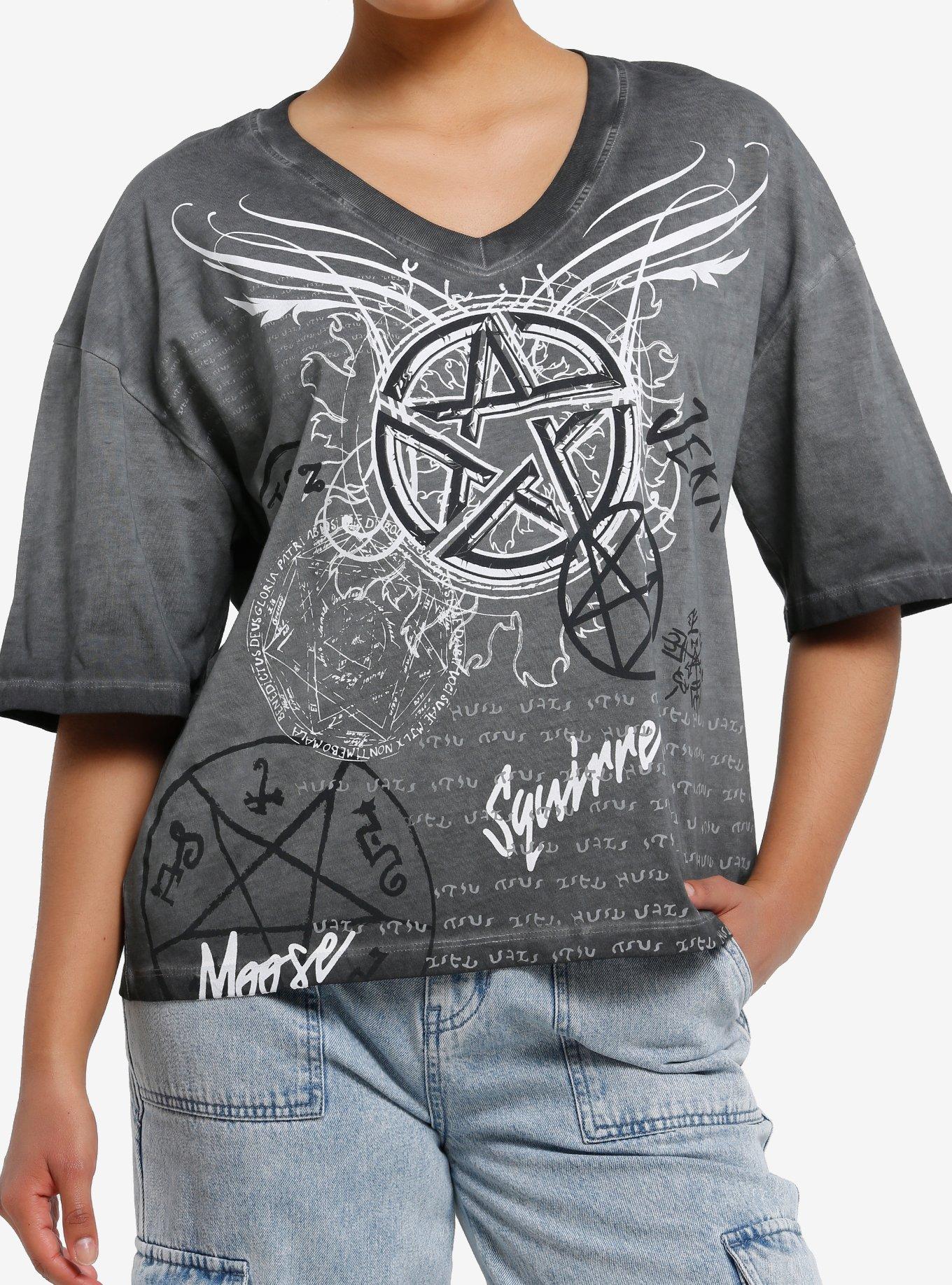 Supernatural Icons Grey Wash Girls TShirt Graphic Tee | Graphic Tee | Unisex Shirt | Perfect Gift For Fans