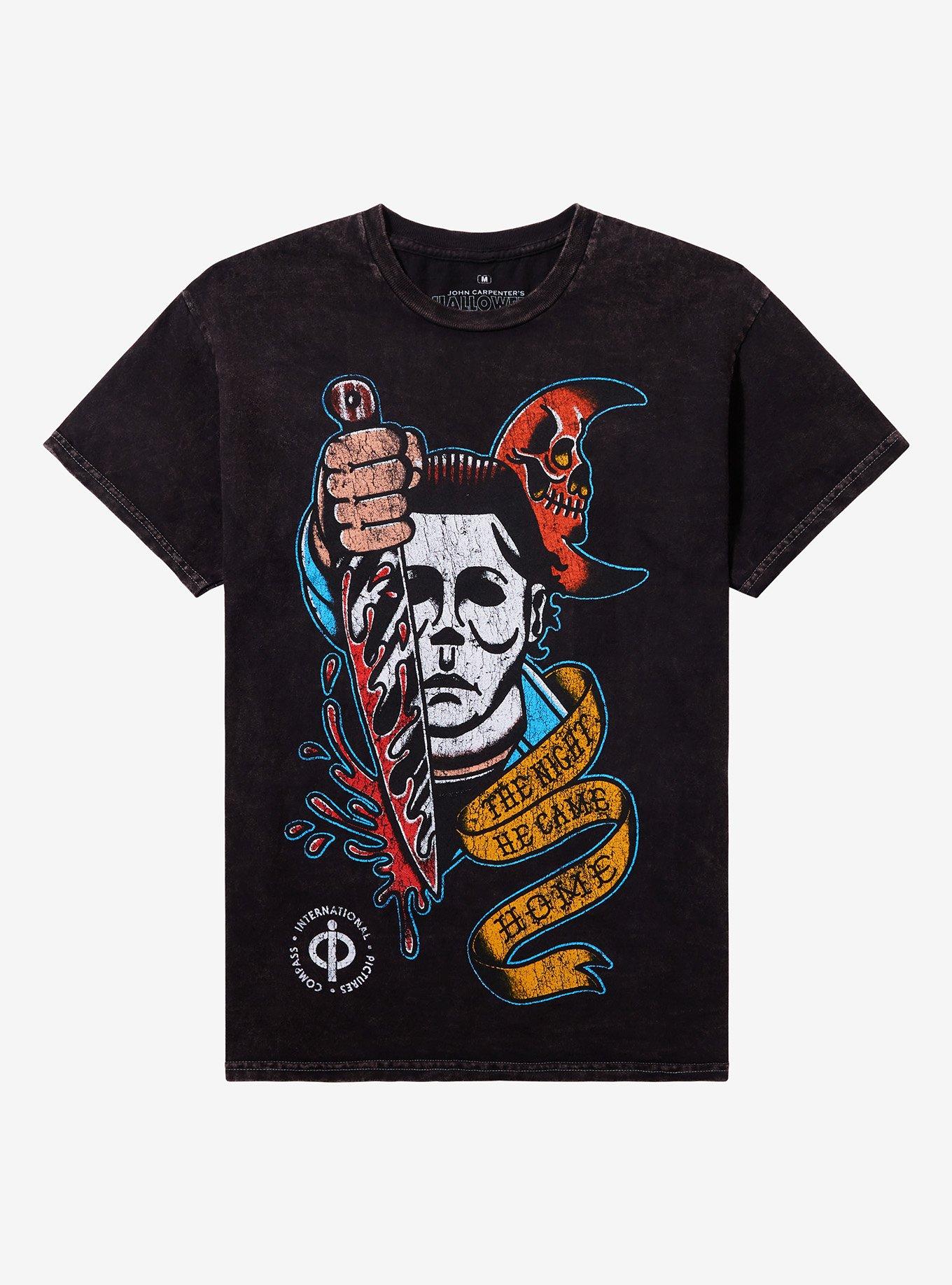 Halloween Michael Meyers Tattoo Mineral Wash T-Shirt
