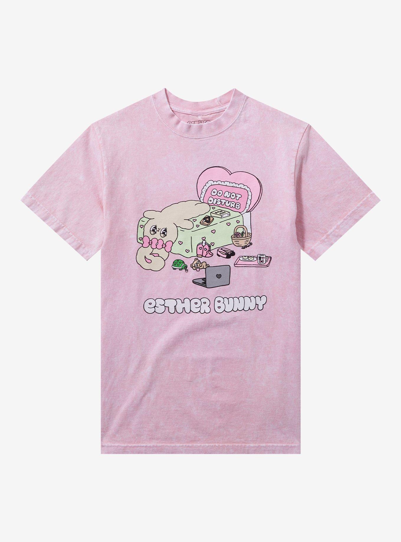 Esther Bunny Lazy Day Pink Wash T-Shirt | Premium Unisex T-Shirt, Trending Graphic Tee