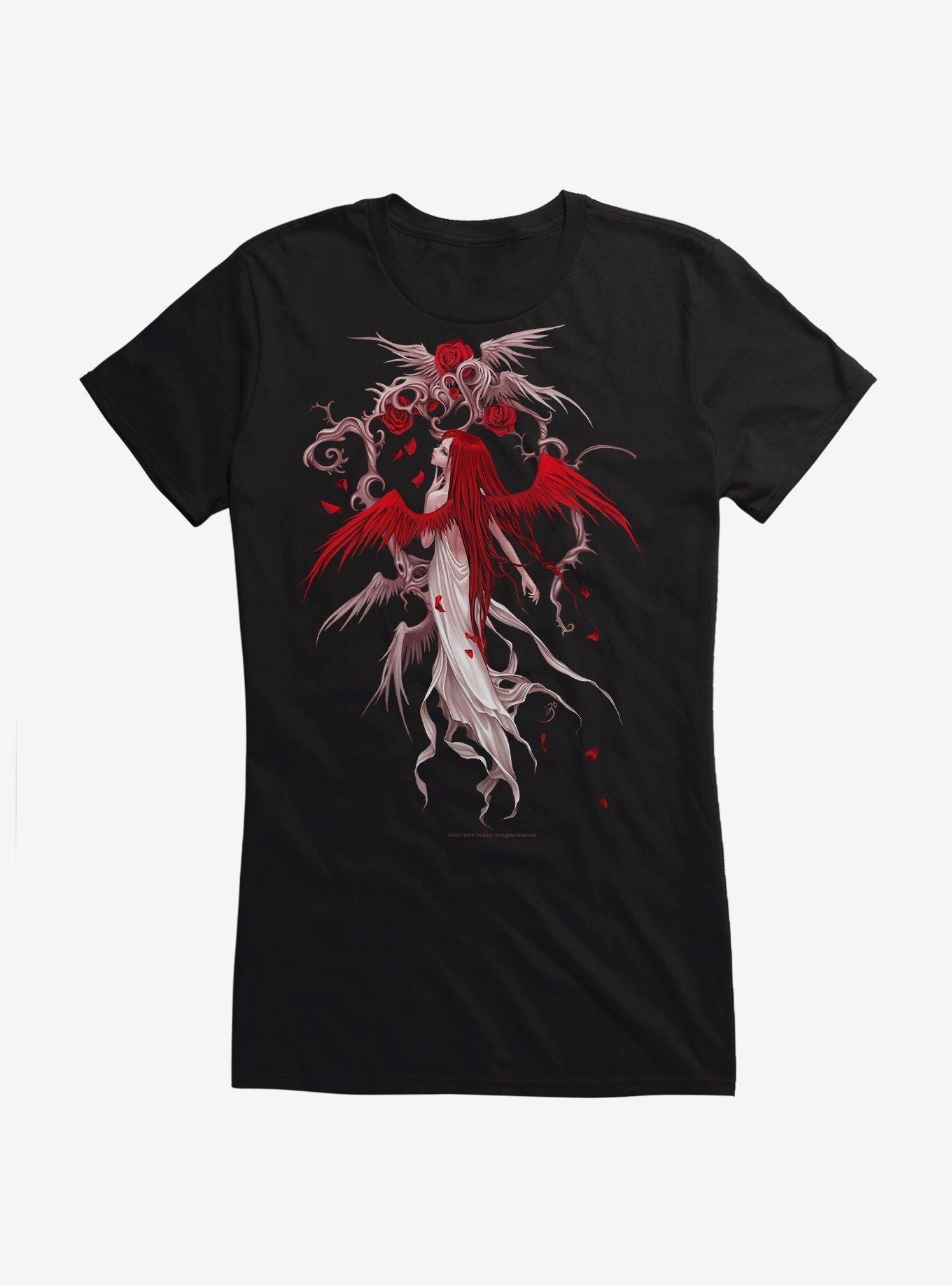Fairies By Trick Red Rose Fairy Girls T Shirt T Shirt Premium Print Fan Favorite