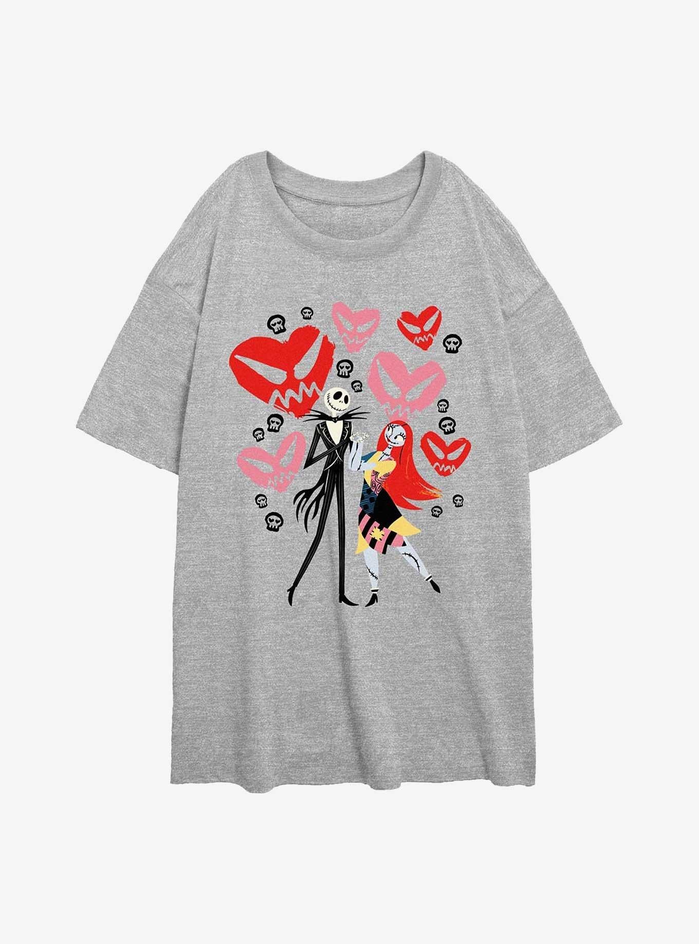 The Nightmare Before Christmas Jack Sally Creepy Hearts Girls Oversized T-Shirt T-Shirt | Top Trending Artwork | High Demand Item