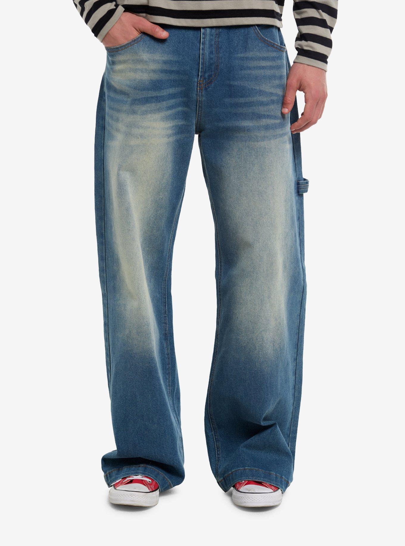 Embroidered Skull Washed Indigo Jeans Apparel Viral TikTok Humor Gift