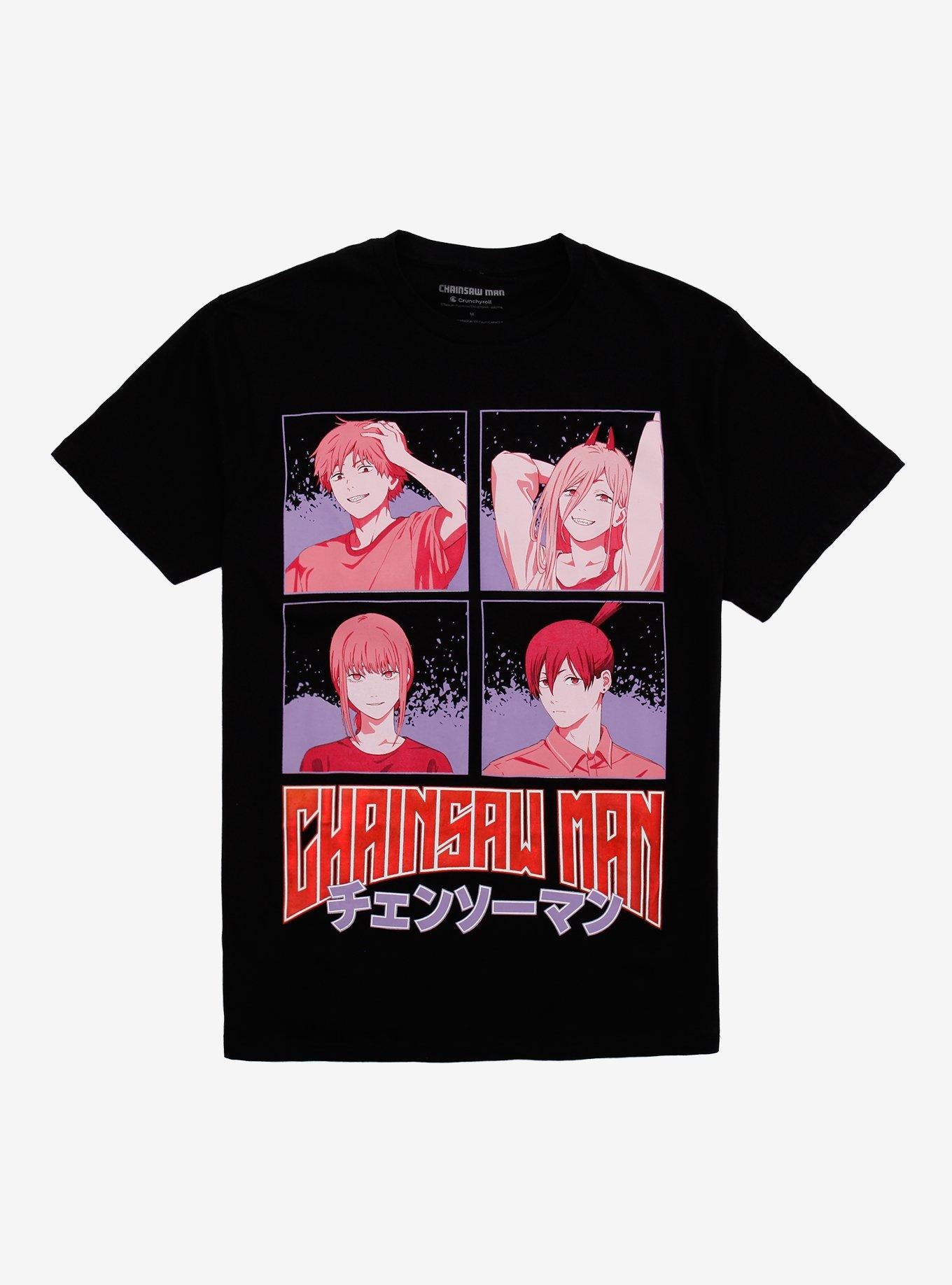 Chainsaw Man Tonal Group Grid Foil Girls TShirt Graphic Tee | Graphic Tee | Unisex Shirt | Premium Quality Apparel