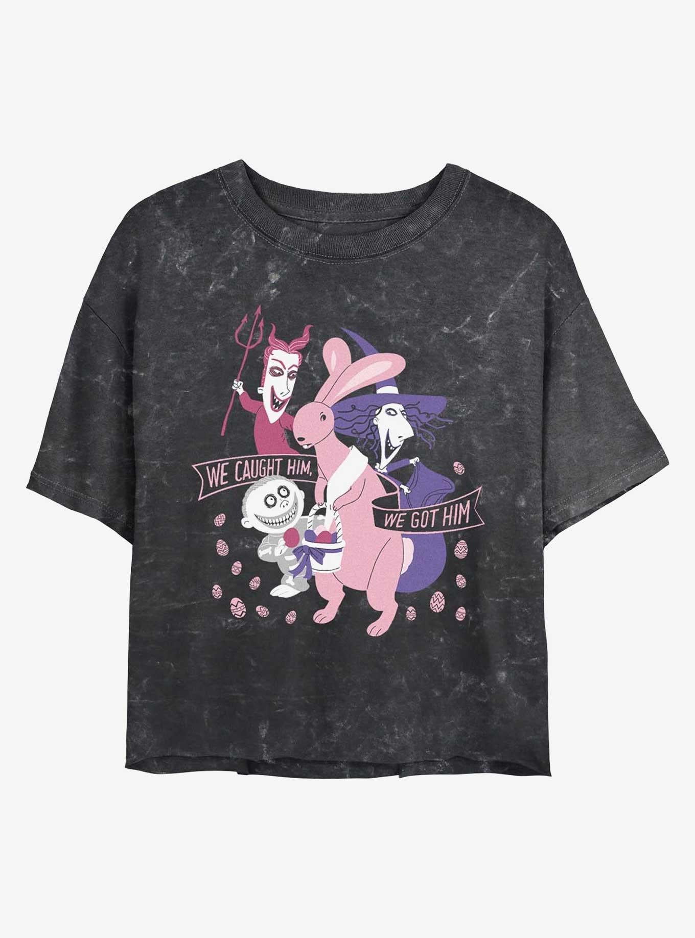 The Nightmare Before Christmas Lock Shock Barrel Caught Him Girls Mineral Wash Crop T-Shirt T-Shirt | Vintage Graphic Vibe | Perfect For Daily Wear