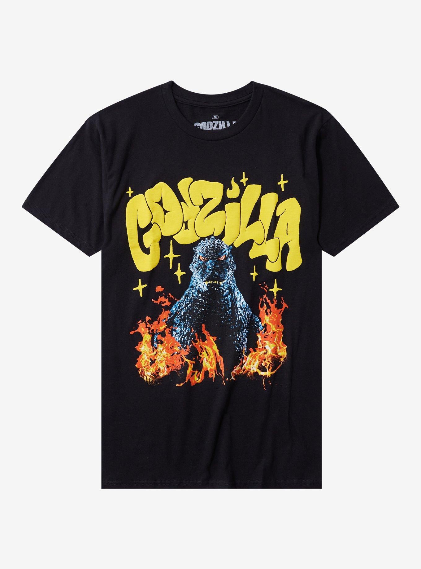 Godzilla Flames Puff Print TShirt Graphic Tee | Graphic Tee | Unisex Shirt | High-Quality Print
