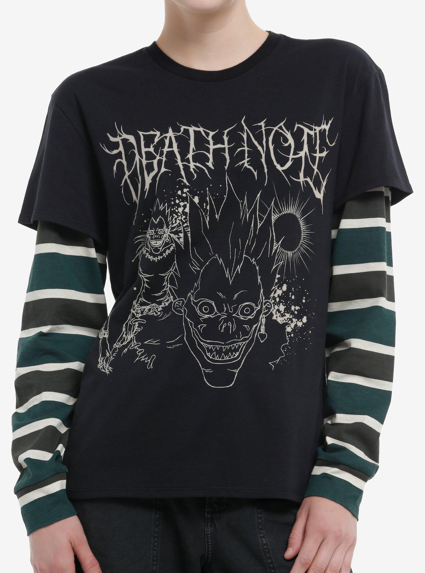 Death Note Ryuk Stripe Girls Twofer LongSleeve TShirt Graphic Tee | Graphic Tee | Unisex Shirt | Top Trending Fashion