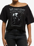 Wednesday & Thing Portrait Off-Shoulder Girls T-Shirt