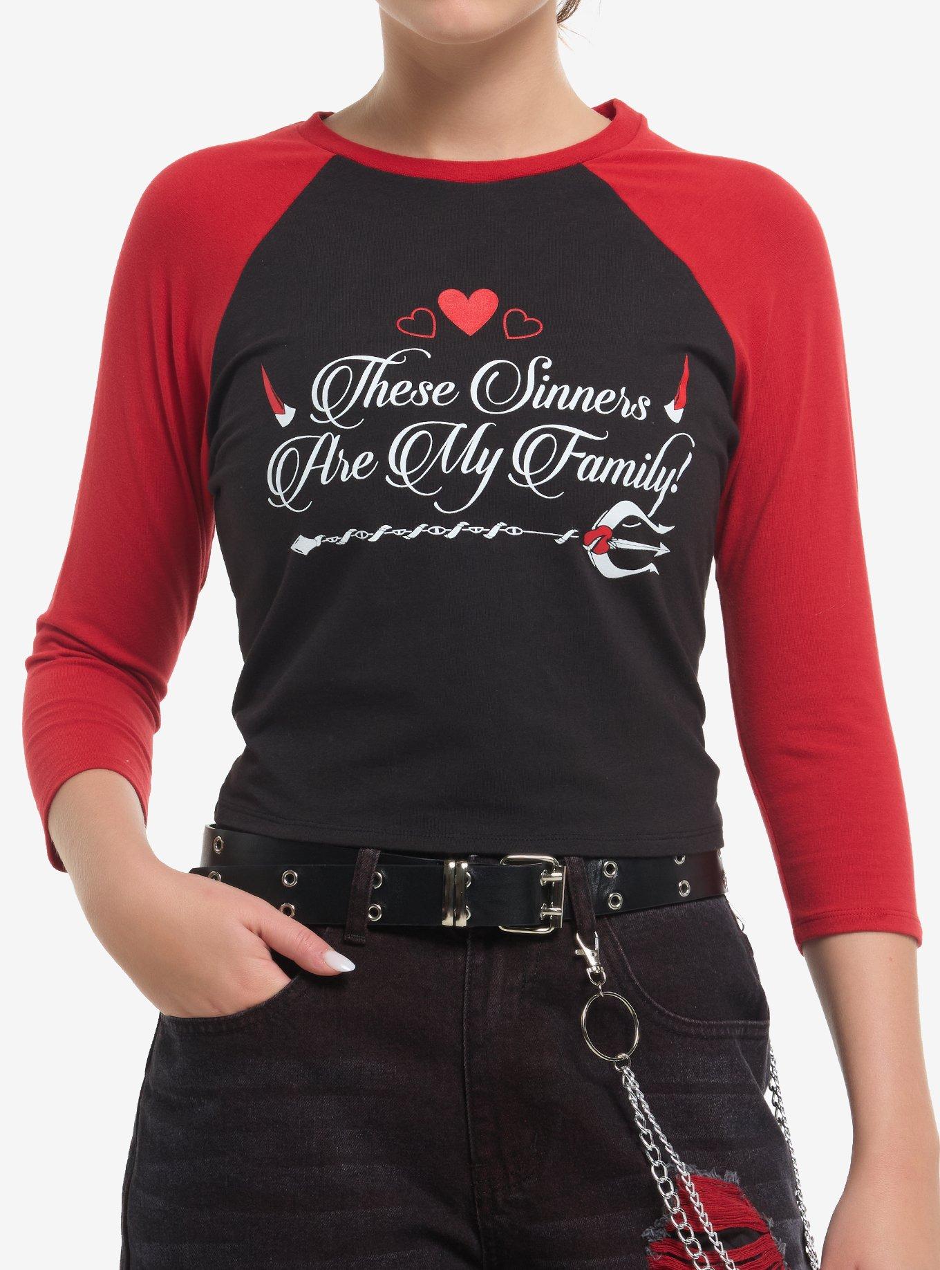 Hazbin Hotel Family Sinners Girls Raglan TShirt Graphic Tee | Graphic Tee | Unisex Shirt | Premium Quality Apparel