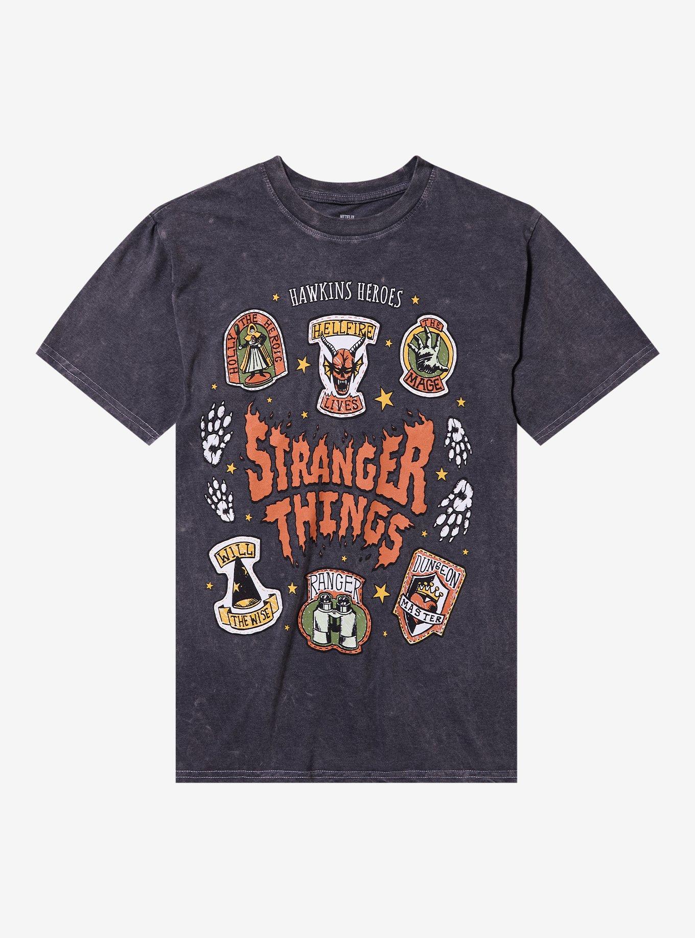 Stranger Things Badge Icons Dark Wash TShirt Graphic Tee | Graphic Tee | Unisex Shirt | Best-Selling Design