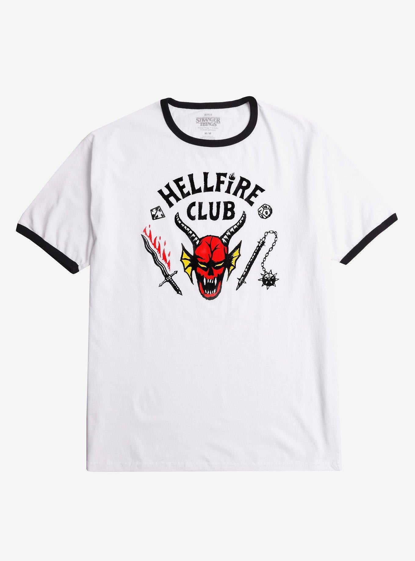 Stranger Things Hellfire Club Black White Ringer TShirt Graphic Tee | Graphic Tee | Unisex Shirt | Top Trending Fashion