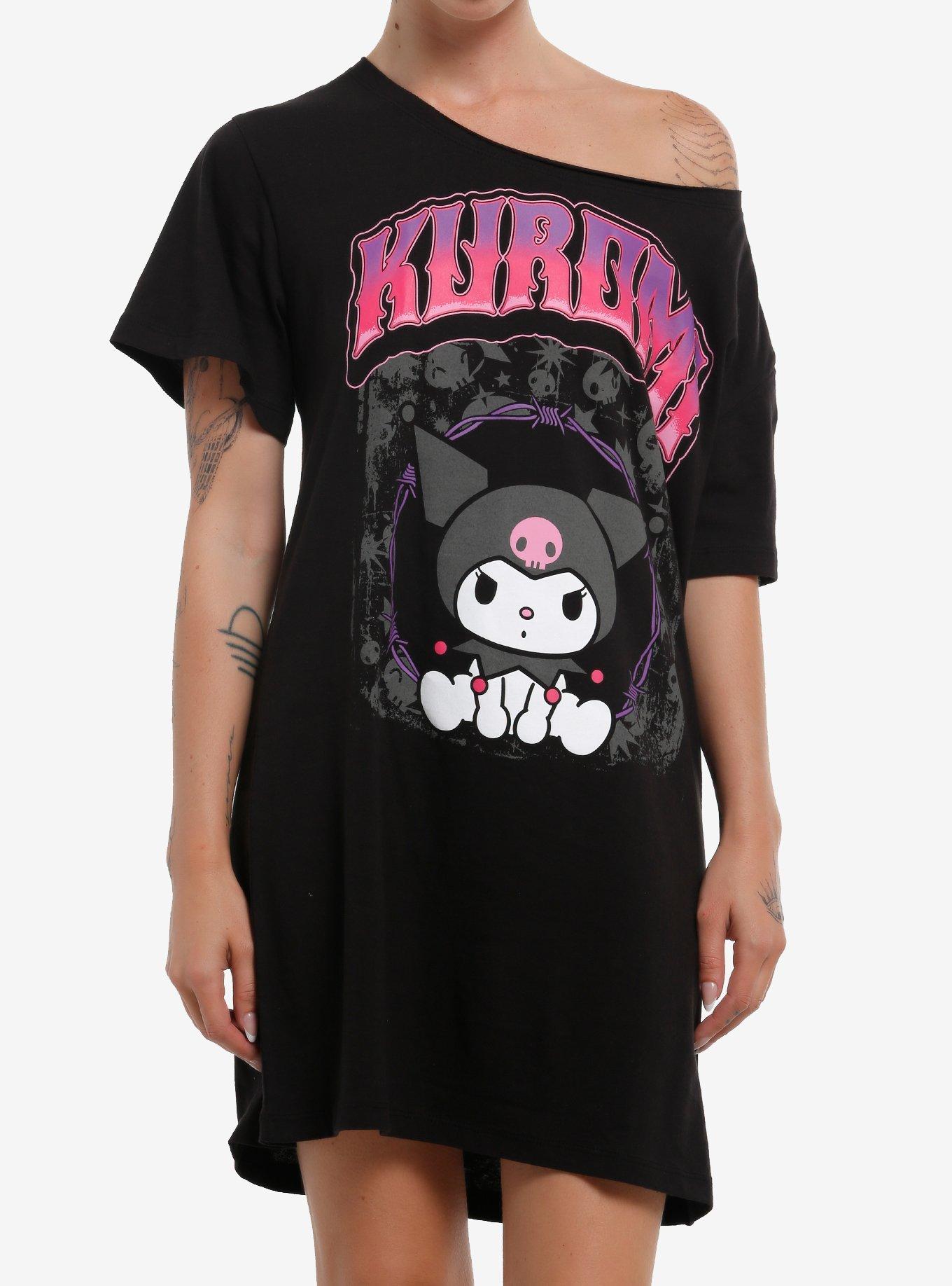 Kuromi Off-The-Shoulder T-Shirt Dress T-Shirt | Vintage Graphic Vibe | Great Gift Idea