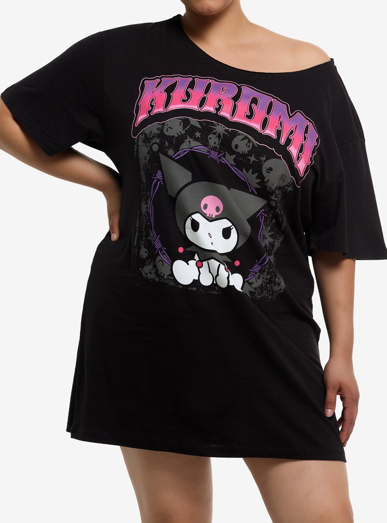 Kuromi Off-The-Shoulder T-Shirt Dress Plus Size T-Shirt | Top Trending Artwork | Great Gift Idea
