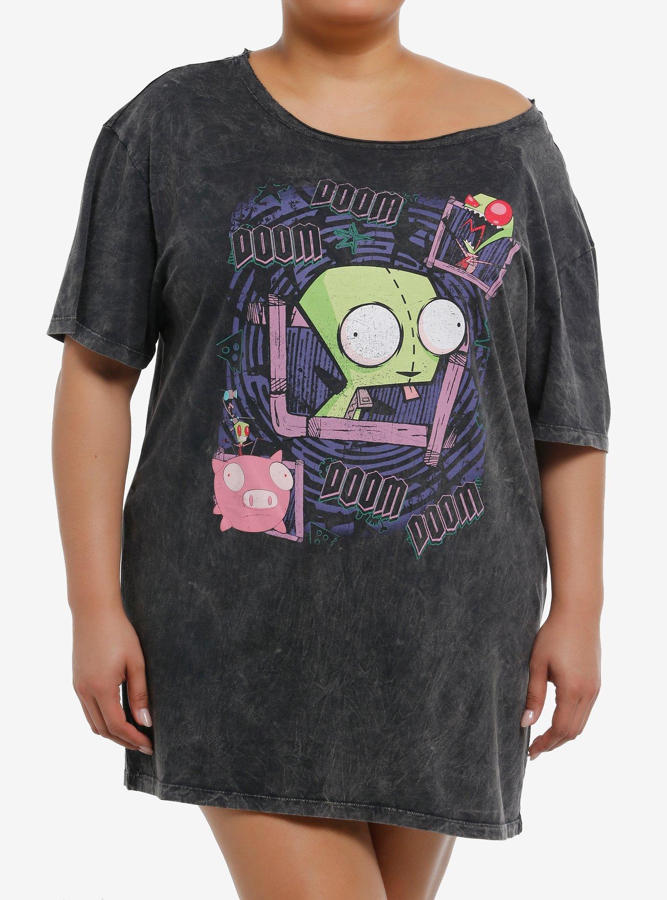 Invader Zim GIR Off-The-Shoulder T-Shirt Dress Plus Size T-Shirt | Bold Graphic Edition | Must-Have Style