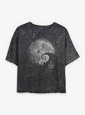 Disney The Nightmare Before Christmas The Nightmare Moon Girls Mineral Wash Crop T-Shirt T-Shirt | Bold Graphic Edition | Great Gift Idea