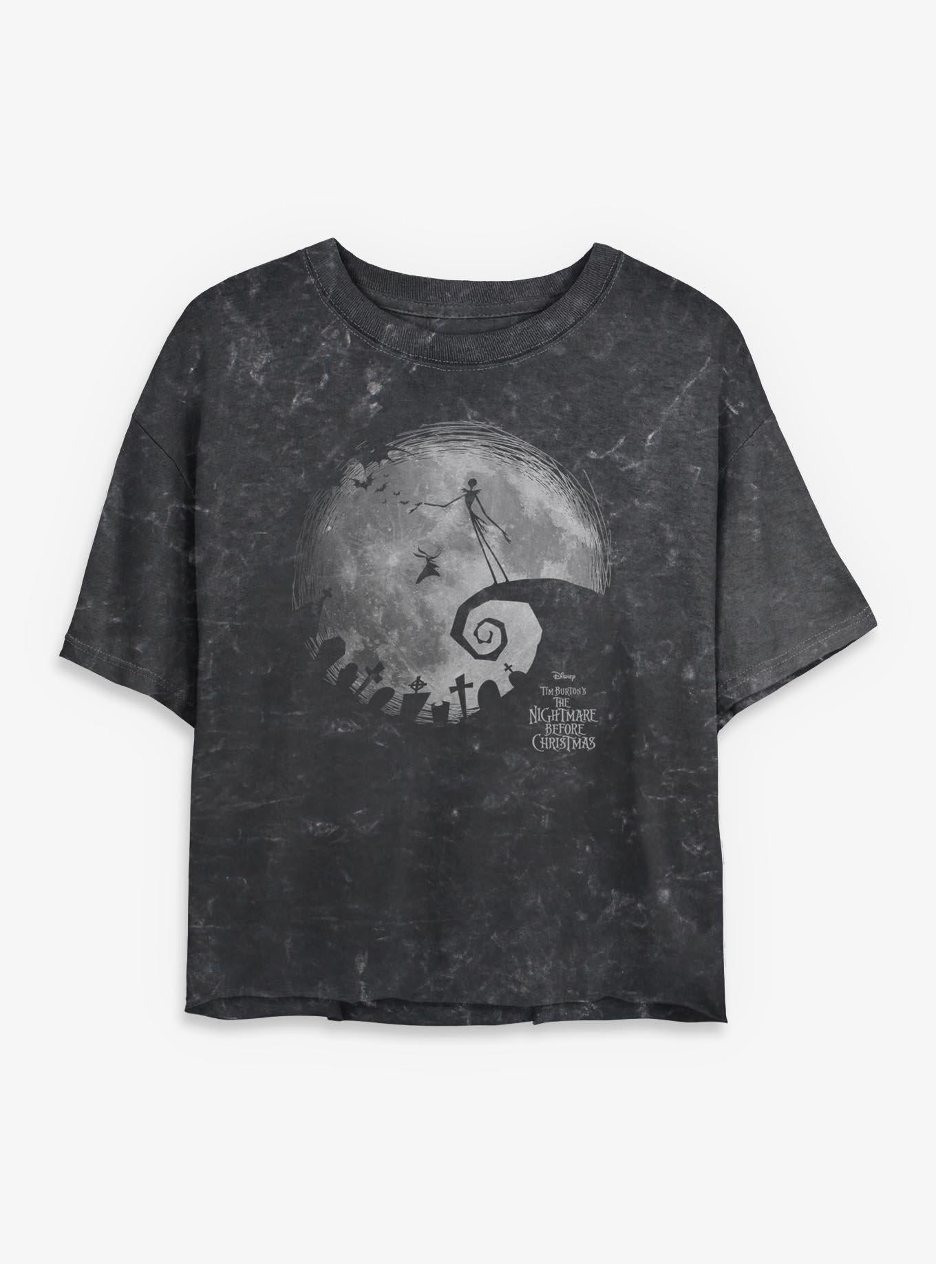 Disney The Nightmare Before Christmas The Nightmare Moon Girls Mineral Wash Crop T-Shirt T-Shirt | Bold Graphic Edition | Great Gift Idea