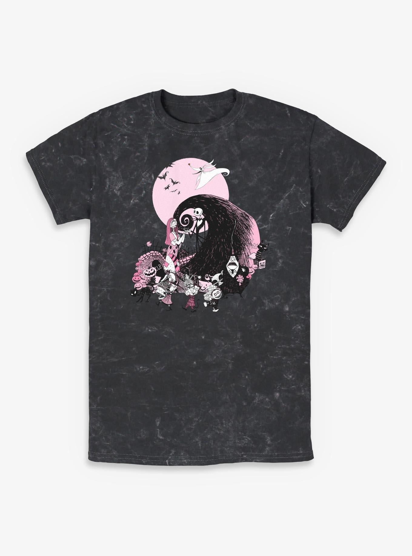 Disney The Nightmare Before Christmas Classic Scene Group Mineral Wash T-Shirt T-Shirt | High-Quality Print | Great Gift Idea