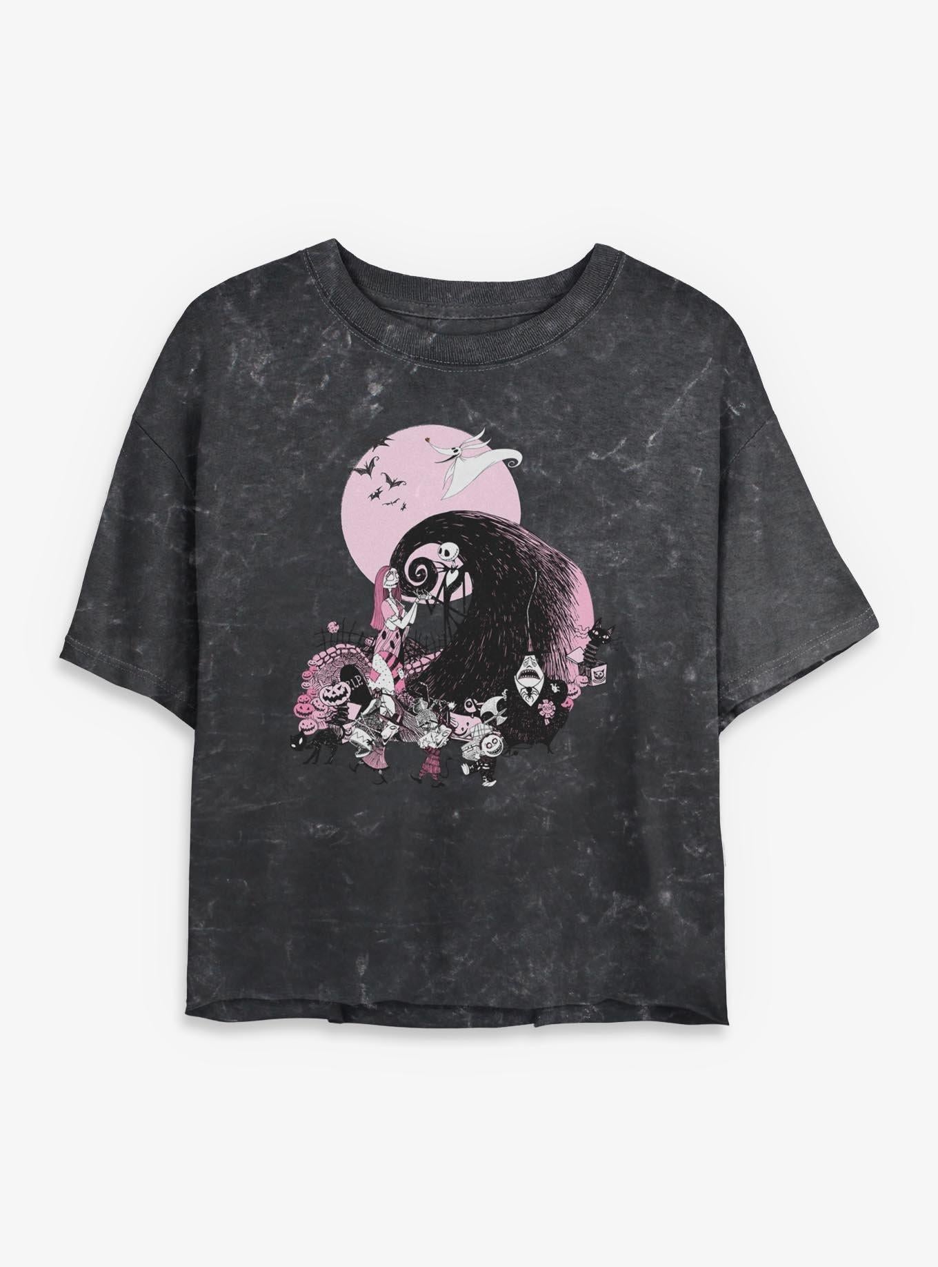Disney The Nightmare Before Christmas Classic Scene Group Girls Mineral Wash Crop T-Shirt T-Shirt | Top Trending Artwork | Top Pick For Fans