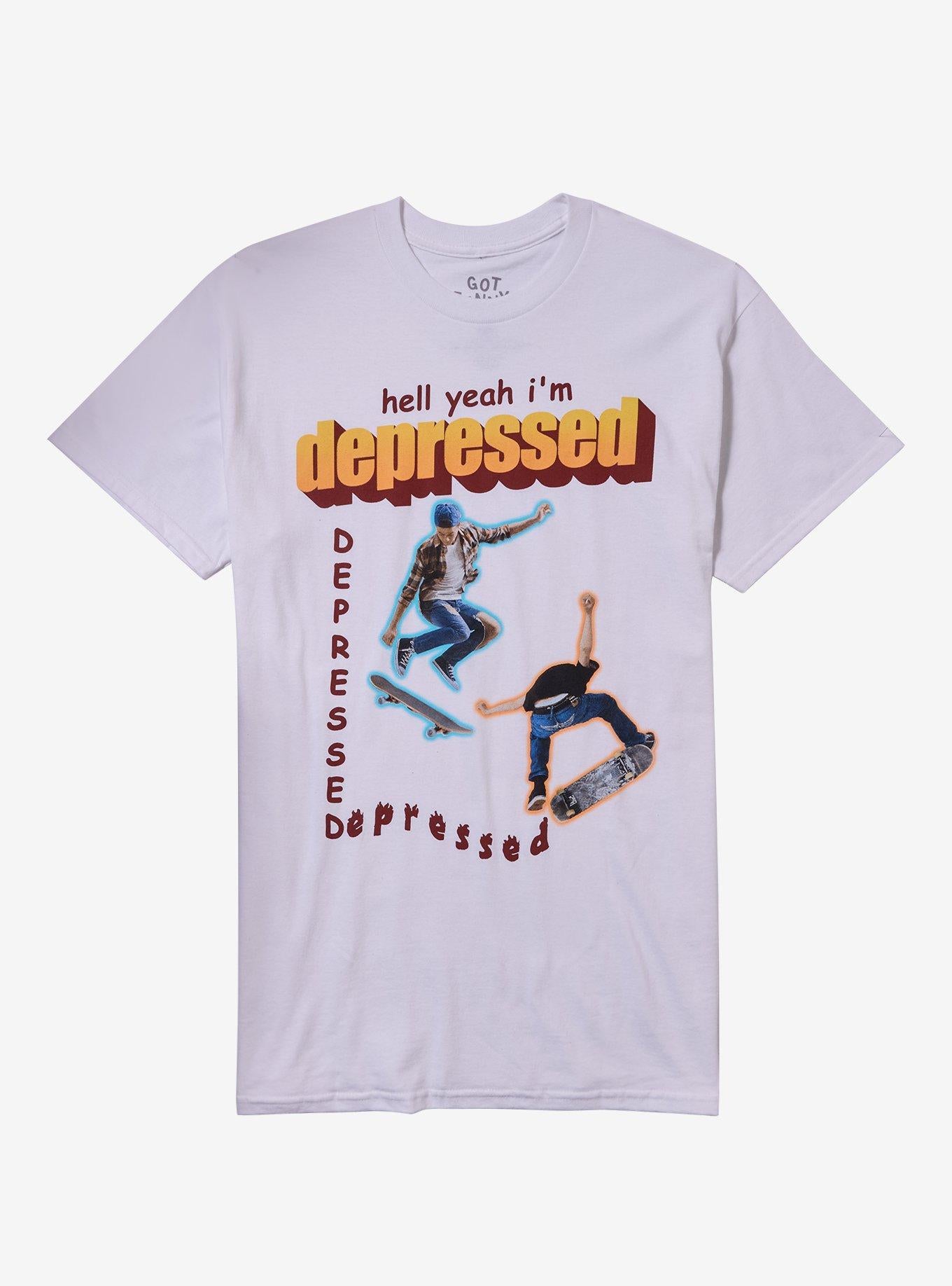 Depressed Skateboard Meme T Shirt By Got Funny T Shirt Streetwear Style Funny Quote