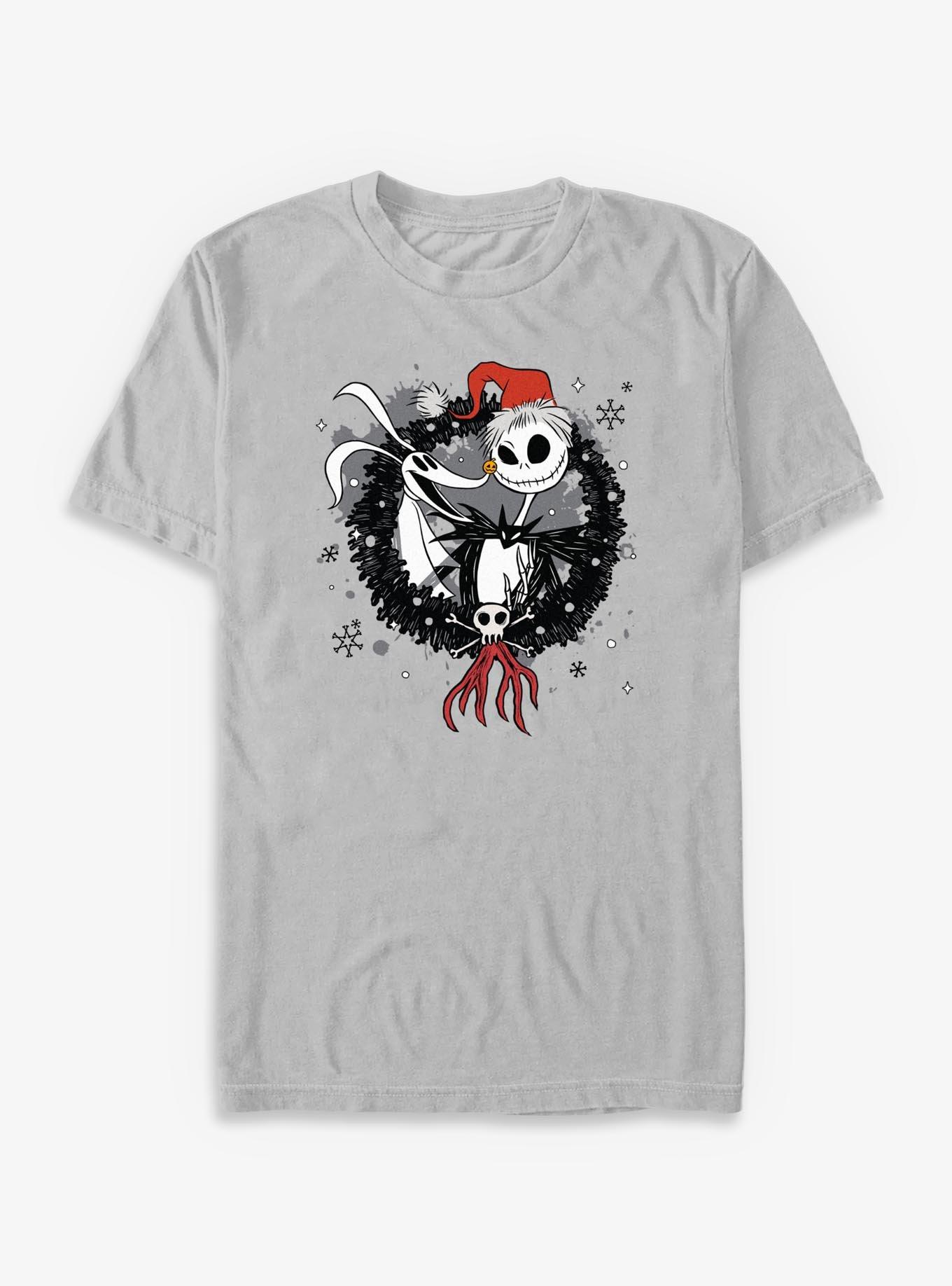 Disney The Nightmare Before Christmas Jack And Zero Wreath T-Shirt T-Shirt | Best-Selling Design | Trending Now