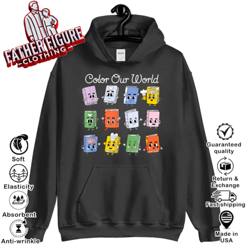 Color Our World Summer Reading 2025 Librarian Teacher Kids Hoodie