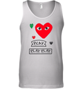 Cdg Play Logo With Red Heart Tank Top