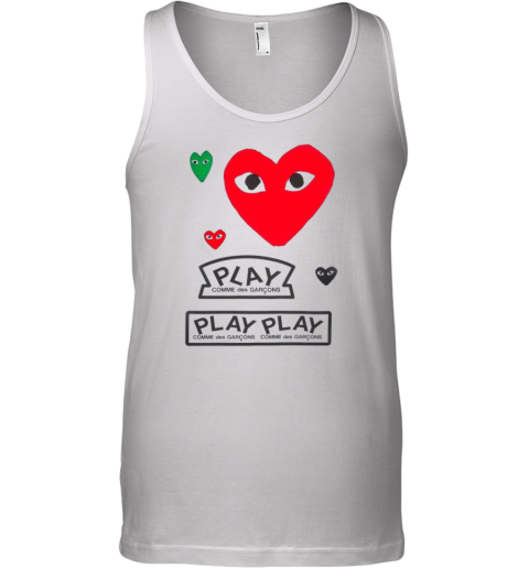 Cdg Play Logo With Red Heart Tank Top
