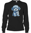 Denim Patch Animal Dog Long Sleeve T Shirt