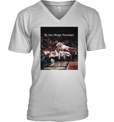 By Any Means Necessary Dennis Rodman Flying Photo V Neck T Shirt