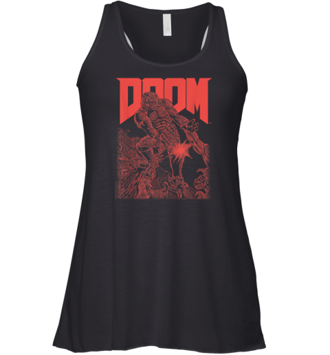 Doom Red Sketched Cover Art Retro Video Game Racerback Tank