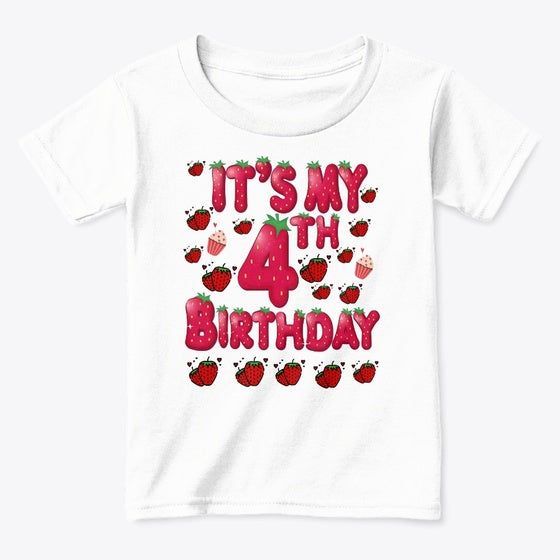 4th Birthday Strawberry Graphic T Shirt