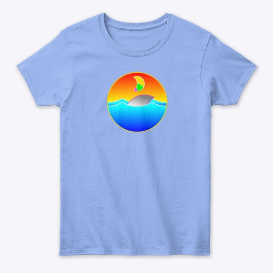Geometric Sunset Shark Womens Top Apparel Streetwear Style Gift Ready